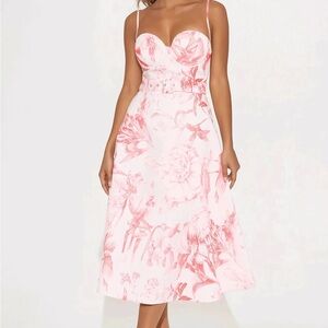 Fashion Nova Pink Floral Midi Dress